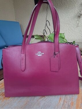 Coach 38616 Charlie Carryall Leather Tote lined leather interior
